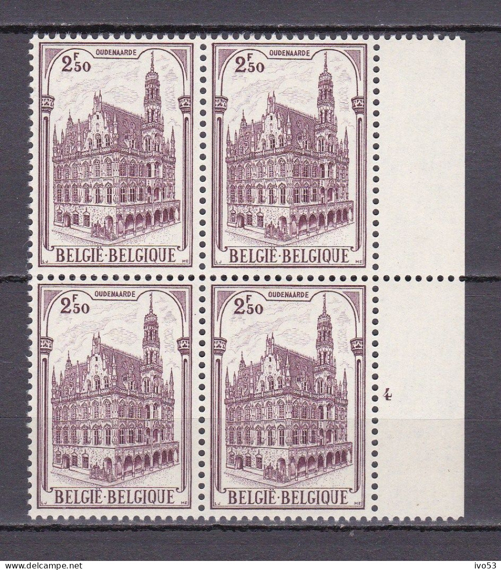 1959 Nr 1108** Plaatnummer:4,blokje Van 4.Stadhuis Oudenaarde. - ....-1960