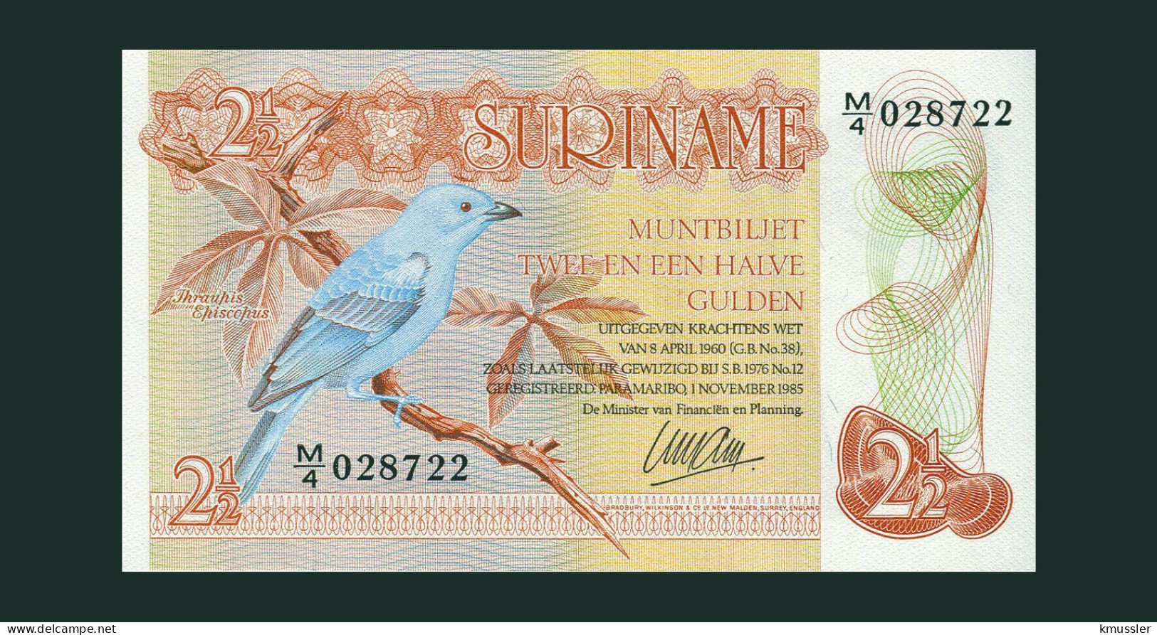 # # # Banknote Surinam (Suriname) 2 ½ Gulden (P-119) UNC # # # - Surinam