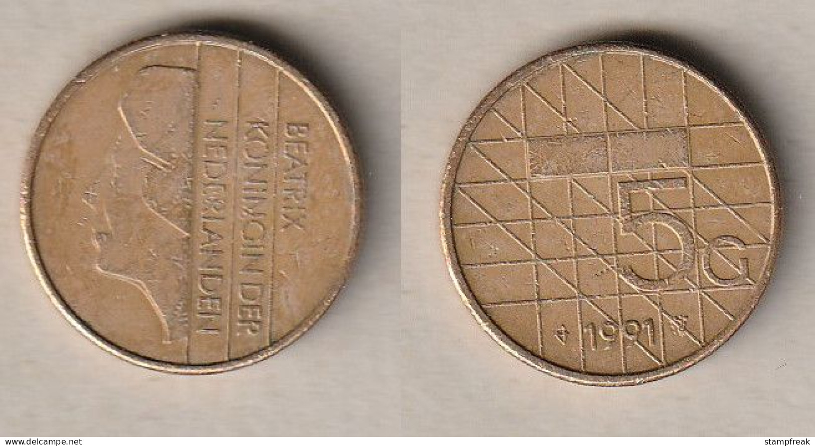 00242) Niederlande, 5 Gulden 1991 - 1980-2001 : Beatrix