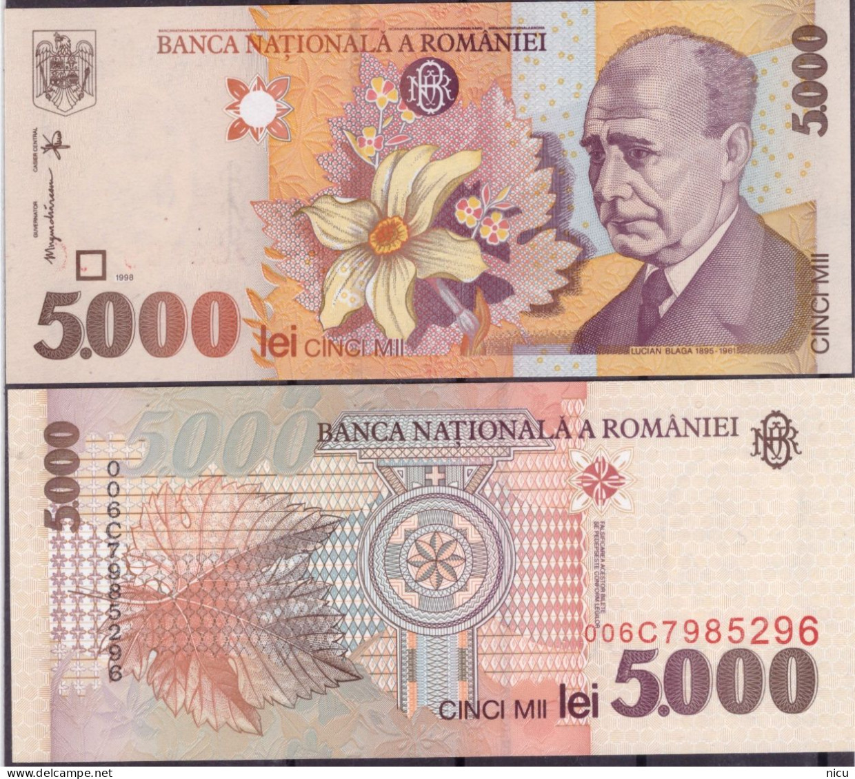 1998 - 5.000 LEI BANKNOTE - Roumanie
