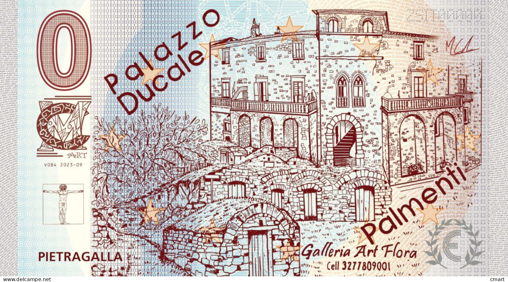 Banconota Zero Euro Souvenir  "CMART" Ricordo Della Città Di Pietragalla - Palazzo Ducale E Palmenti - Sonstige – Europa