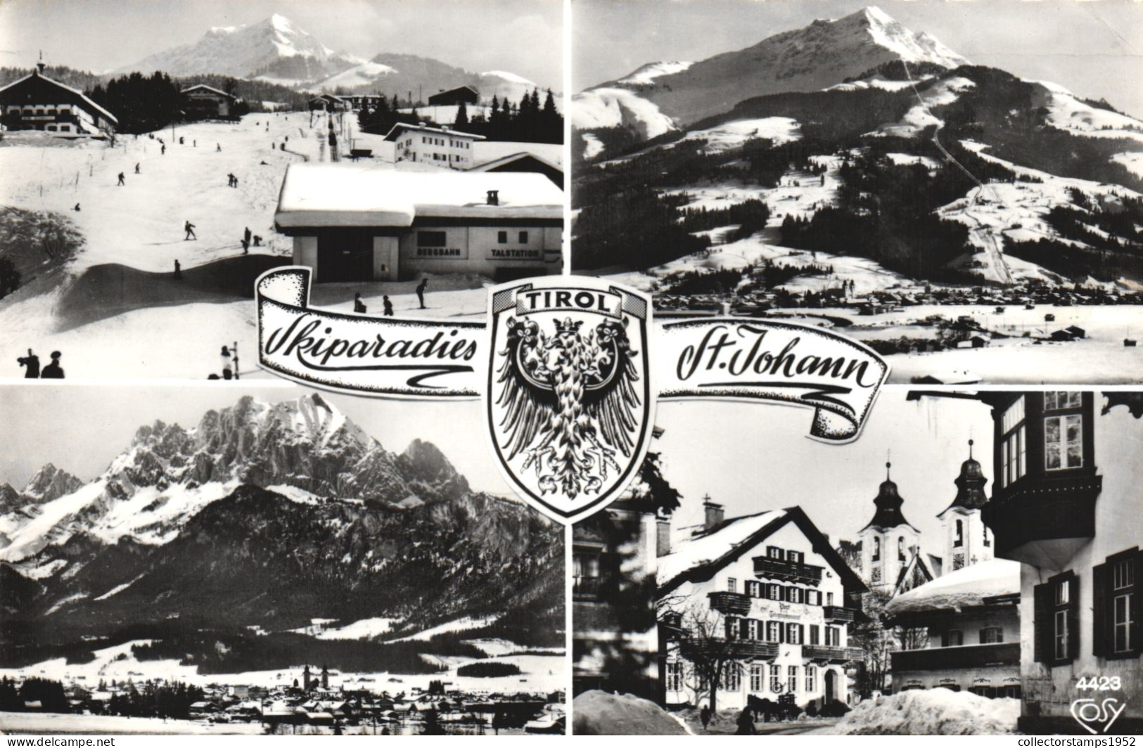 ST. JOHANN IN TIROL, MULTIPLE VIEWS, SKI RESORT, ARCHITECTURE, MOUNTAIN, EMBLEM, AUSTRIA, POSTCARD - St. Johann In Tirol