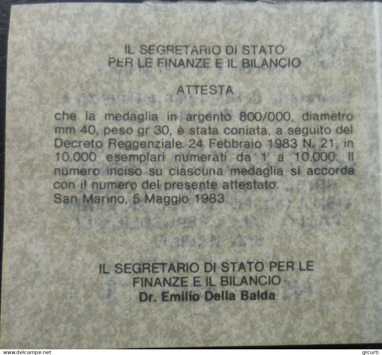 San Marino - 1982 - Medaglia ufficiale per la visita di Papa giovanni Paolo II