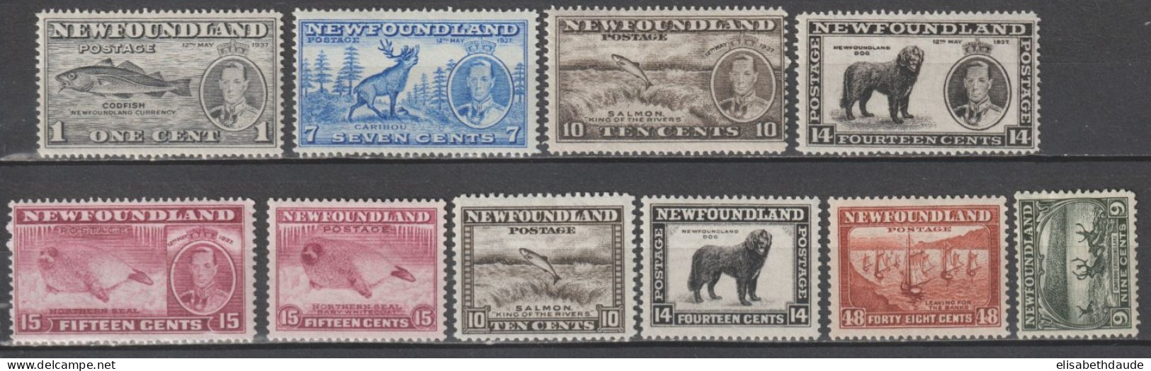 CANADA NEWFOUNDLAND - 1923/38 - YVERT N°124+179/181+208+210+212/214+228* MLH - COTE = 78,5 EUR. - - 1908-1947