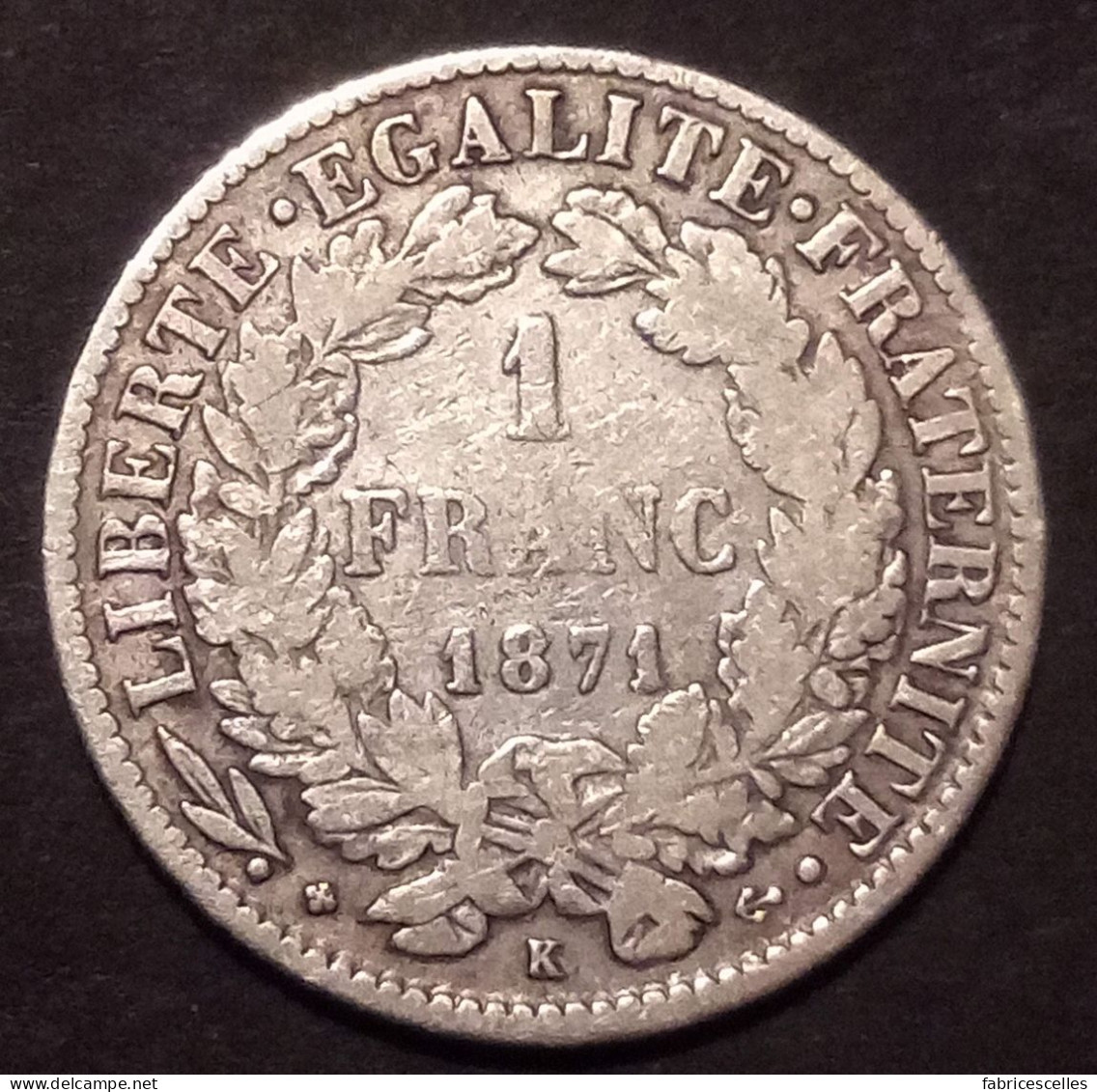 1 Franc Cérès 1871 K - Gouvernement De Défense Nationale - 1870-1871 Kabinett Trochu