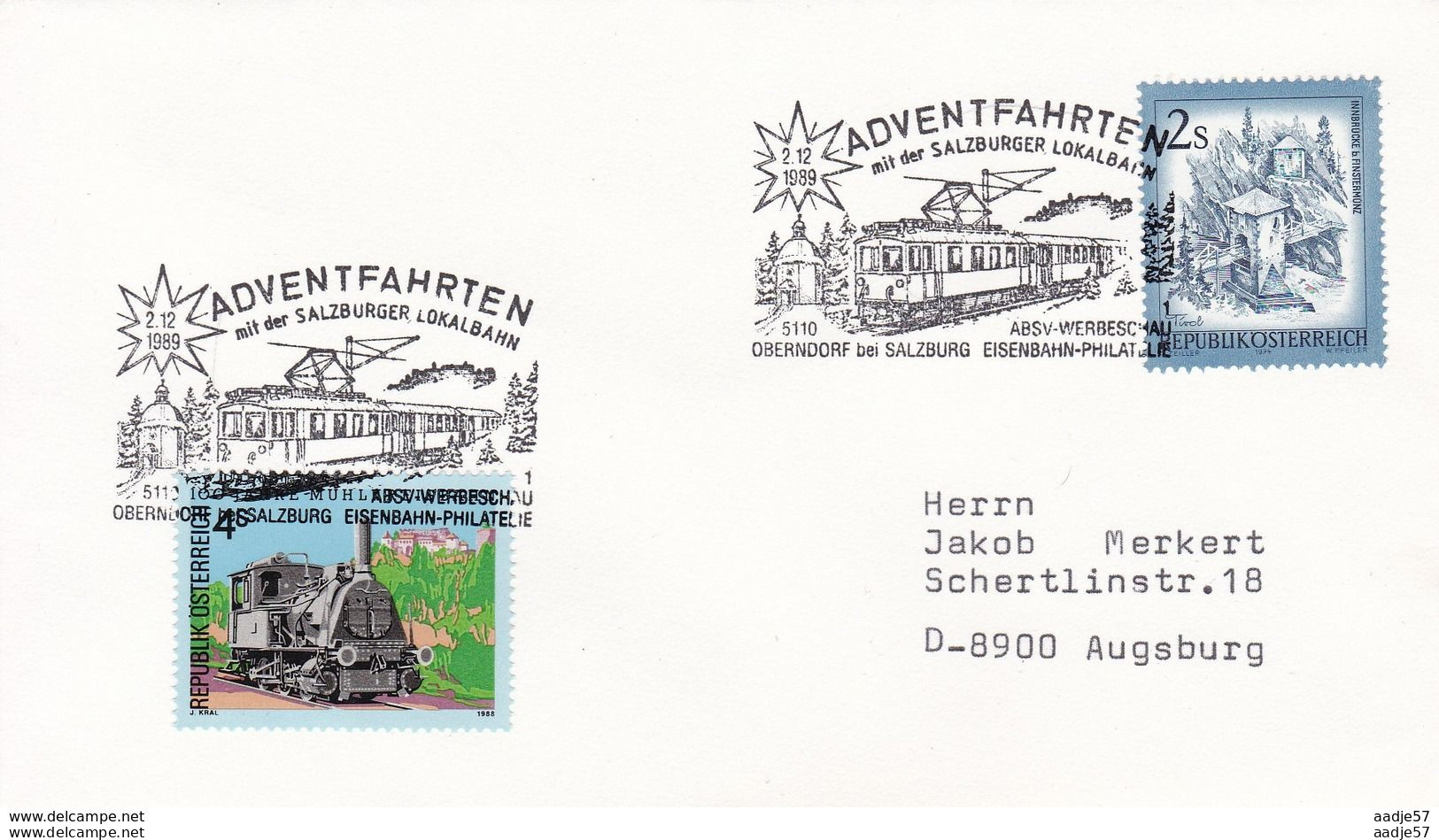 Austria Osterreich Spec Canc 02.12.1989 Adventfahrten Mit Der Salzburger Lokalbahn Oberndorf - Tranvie