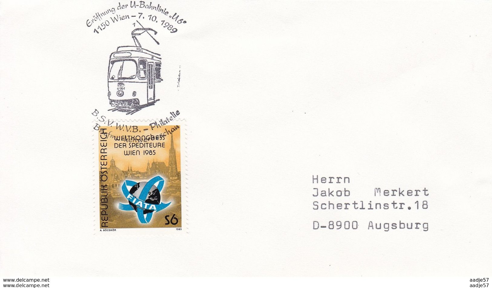 Austria Osterreich Spec Canc 07.10.1989 Eröffnung Der U-Bahnlinie "U6" - Tranvías