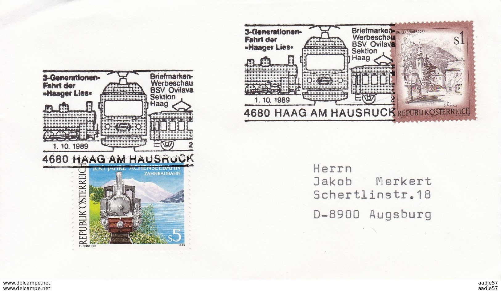 Austria Osterreich Spec Canc 01.10.1989 3-Generationen Fahrt Der "Haager Lies" Haag Am Hausruck - Strassenbahnen