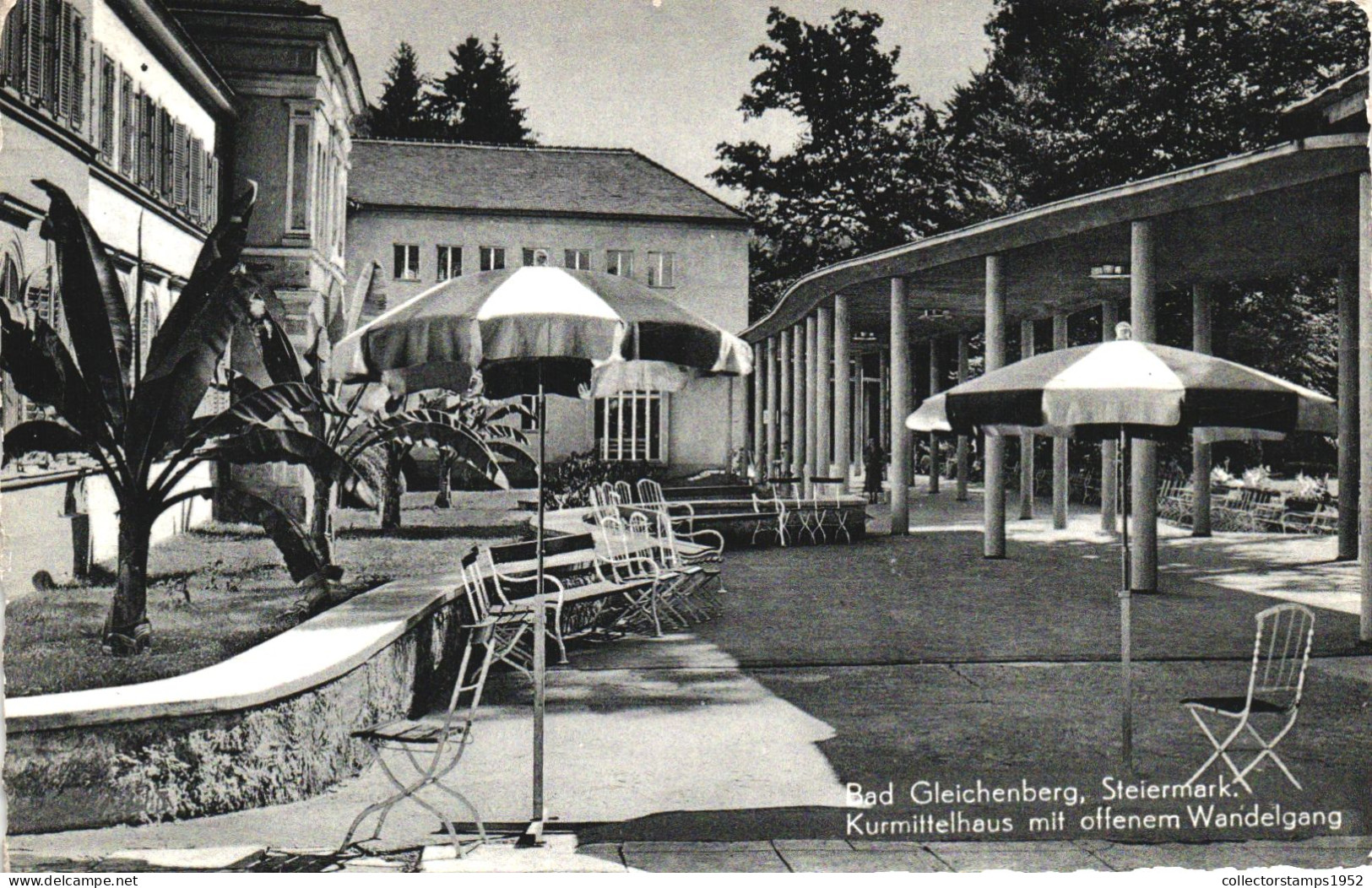 BAD GLEICHENBERG, STYRIA, ARCHITECTURE, TERRACE, UMBRELLA, AUSTRIA, POSTCARD - Bad Gleichenberg