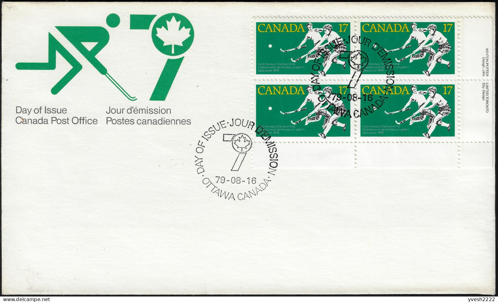 Canada 1979 Y&T 709 Sur FDC. Championnats Féminins De Hockey Sur Gazon, Vancouver - Jockey (sobre Hierba)