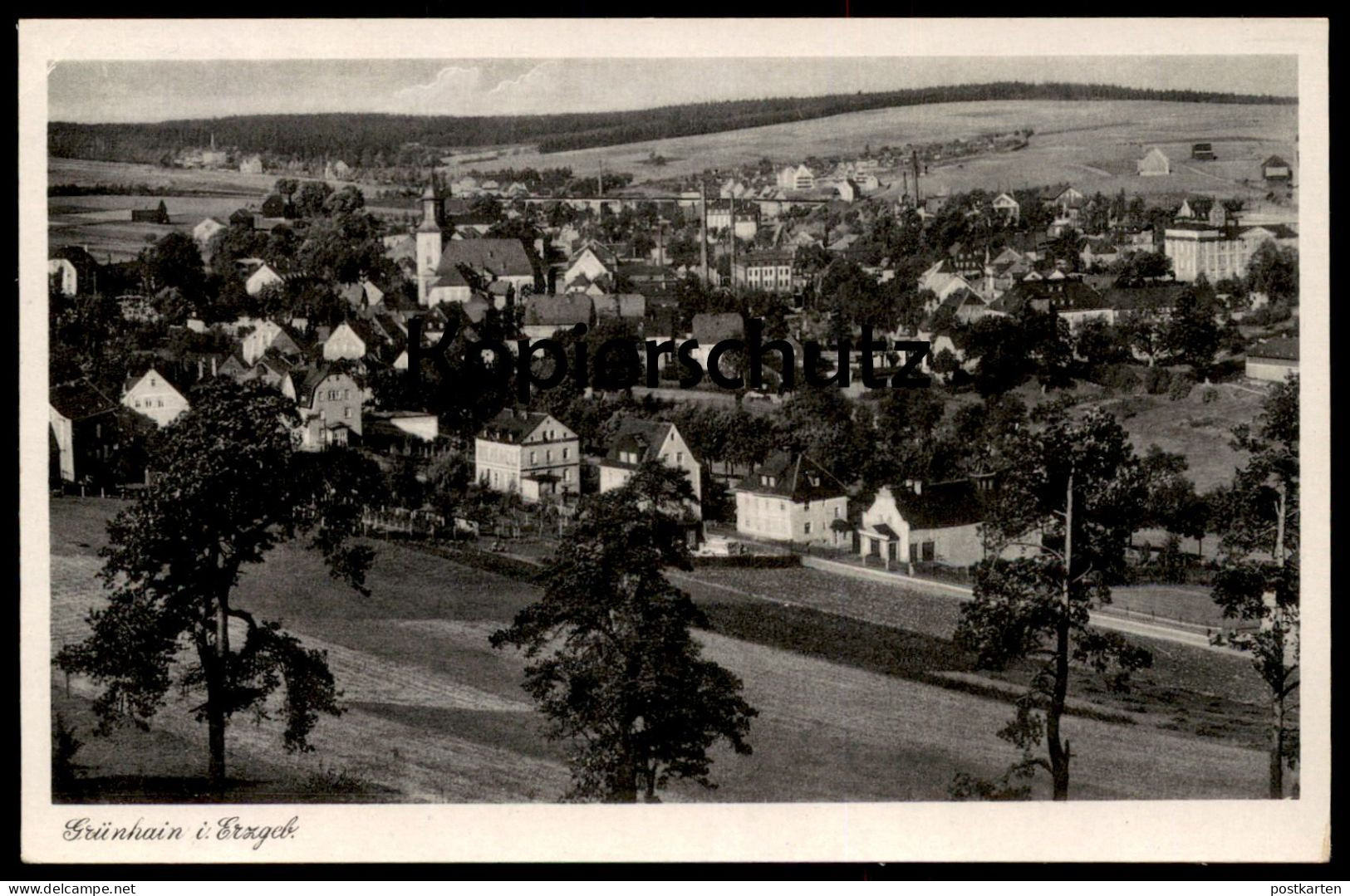 ALTE POSTKARTE GRÜNHAIN BEIERFELD PANORAMA GESAMTANSICHT SACHSEN Ansichtskarte AK Postcard Cpa - Grünhain