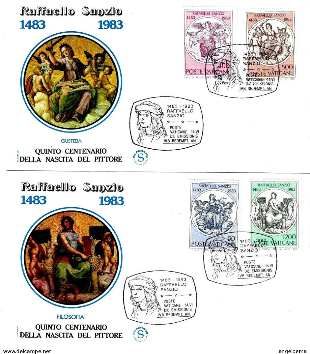 VATICANO - 1983 5° Cent. Nascita RAFFAELLO Serie Completa Su 2 Fdc Filagrano - 11138 - Lettres & Documents