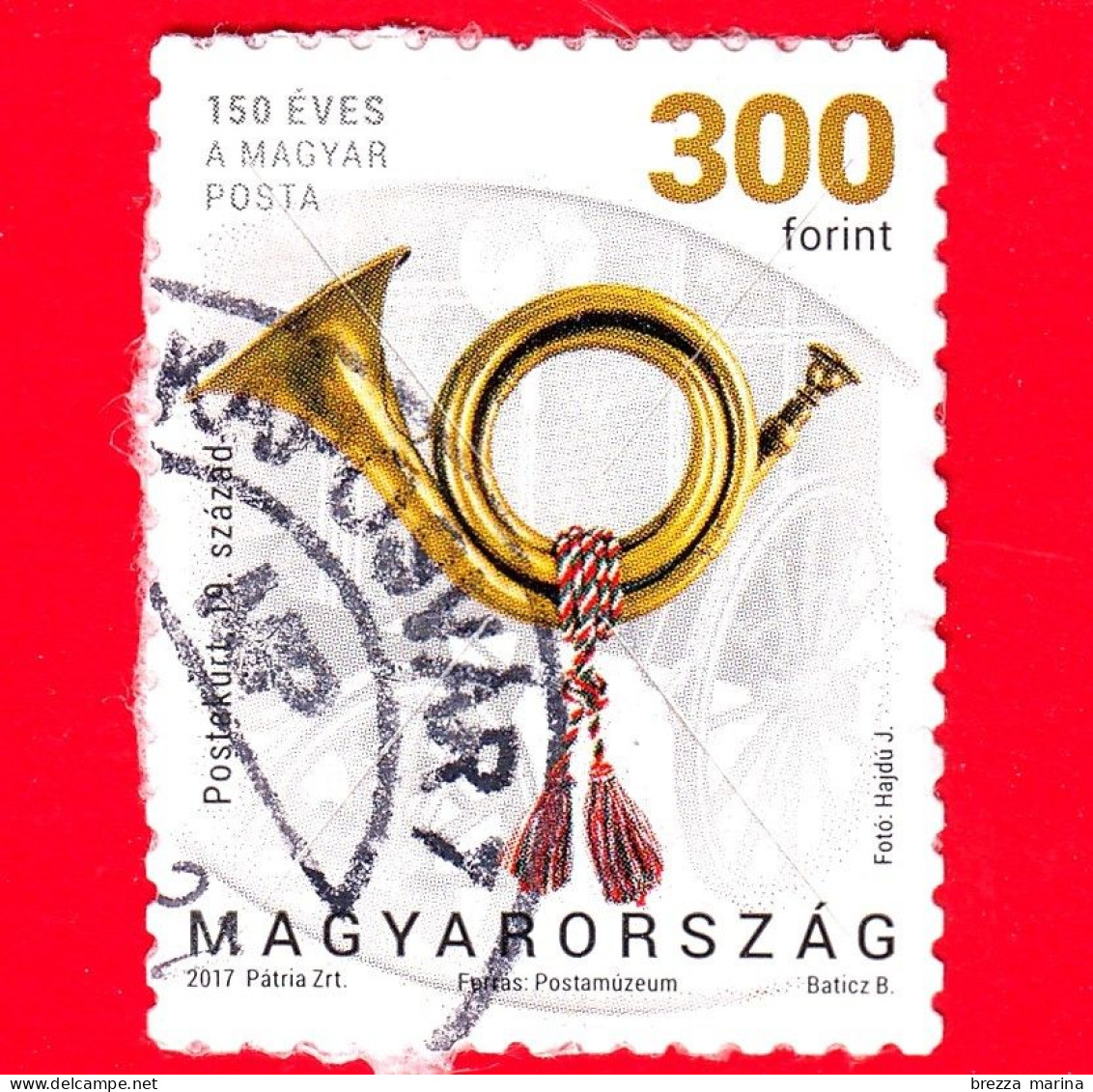 UNGHERIA - Usato - 2017 - Storia Postale - Corno Postale (simbolo)  - Strumenti Musicali - Post Horn - 300 - Used Stamps