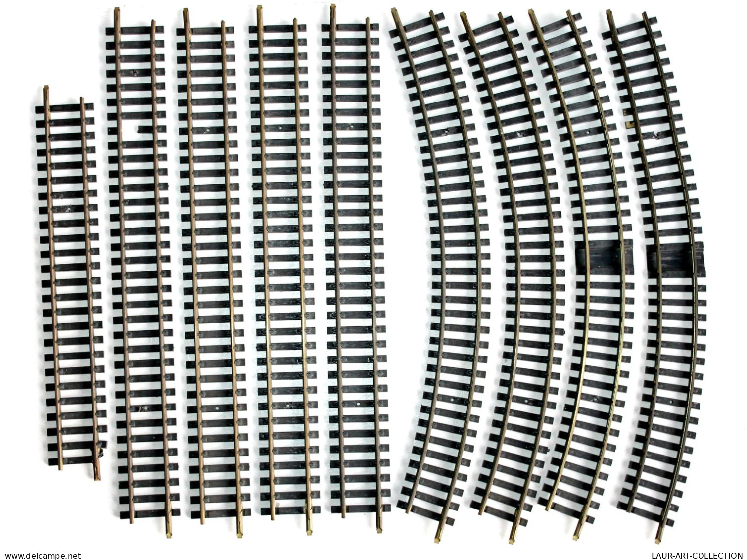 LOT DE 9 GRANDS RAILS: 2 COURBE SIMPLE + 2 COURBE DE COUPURE + 5 DROIT - ECH: HO, MODELISME FERROVIAIRE TRAIN (2105.251) - Track