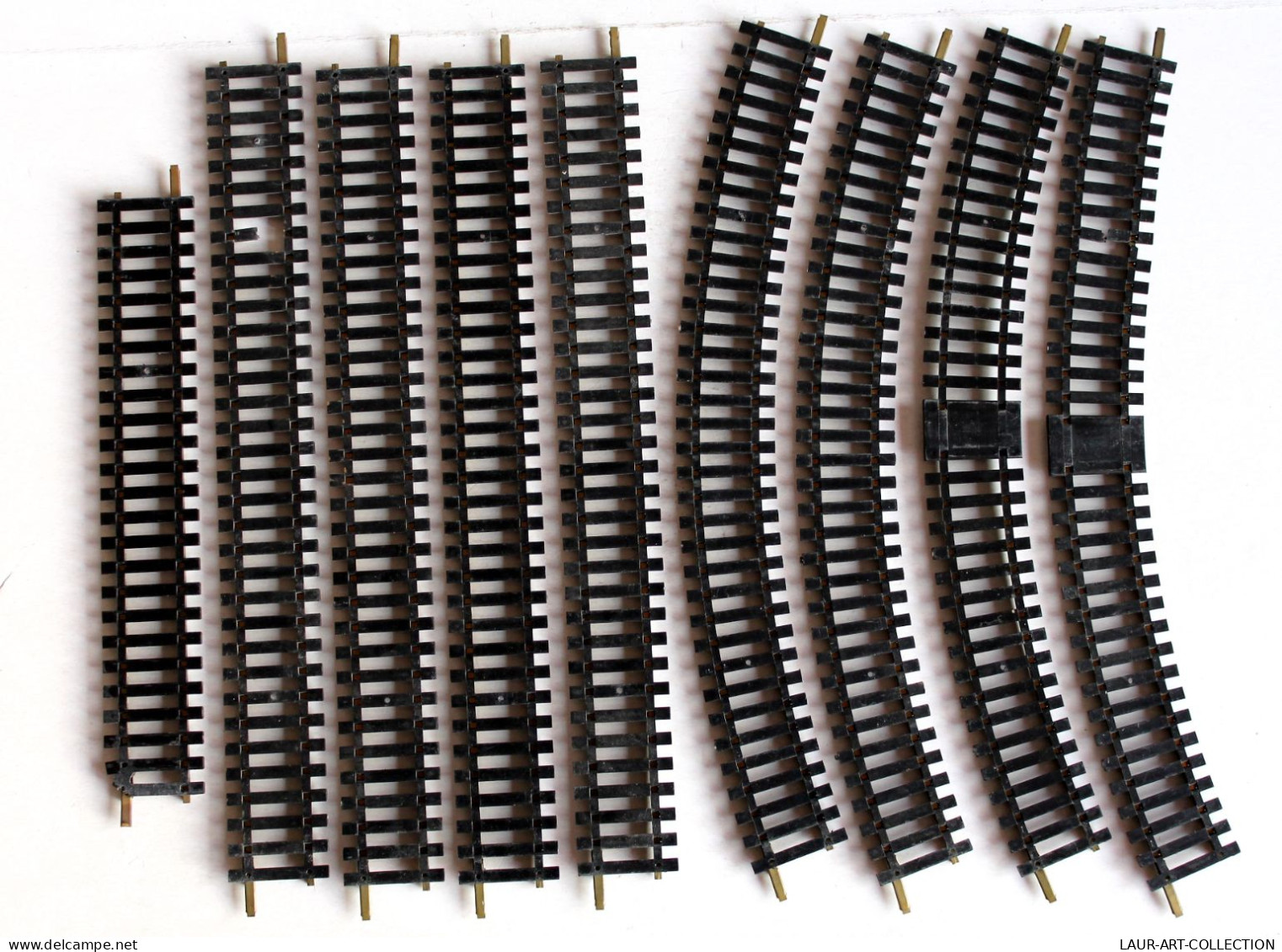 LOT DE 9 GRANDS RAILS: 2 COURBE SIMPLE + 2 COURBE DE COUPURE + 5 DROIT - ECH: HO, MODELISME FERROVIAIRE TRAIN (2105.251) - Vías Férreas