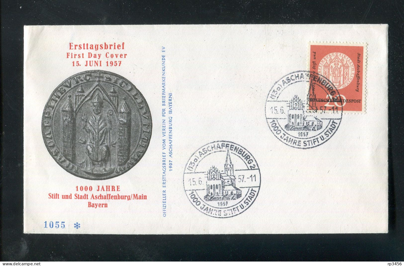 "BUNDESREPUBLIK DEUTSCHLAND" 1957, Mi. 255 "1000 Jahre Stift Und Stadt Aschaffenburg" FDC (7062) - 1948-1960