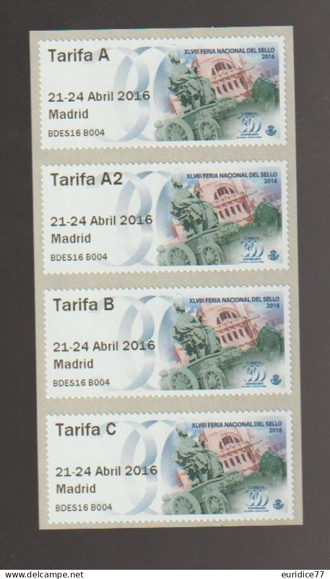 Spain 2016 - ATM Strip Set Labels Mnh** - Timbres De Distributeurs [ATM]