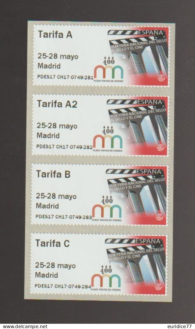 Spain 2017 - ATM Strip Set Labels Mnh** - Timbres De Distributeurs [ATM]