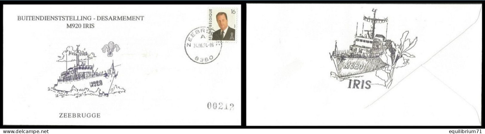 Enveloppe Souvenir/Herdenkingsomslag - Désarmement/Buitendienststelling - M920 IRIS - 24-06-94 - NUMÉROTÉ - Briefe U. Dokumente