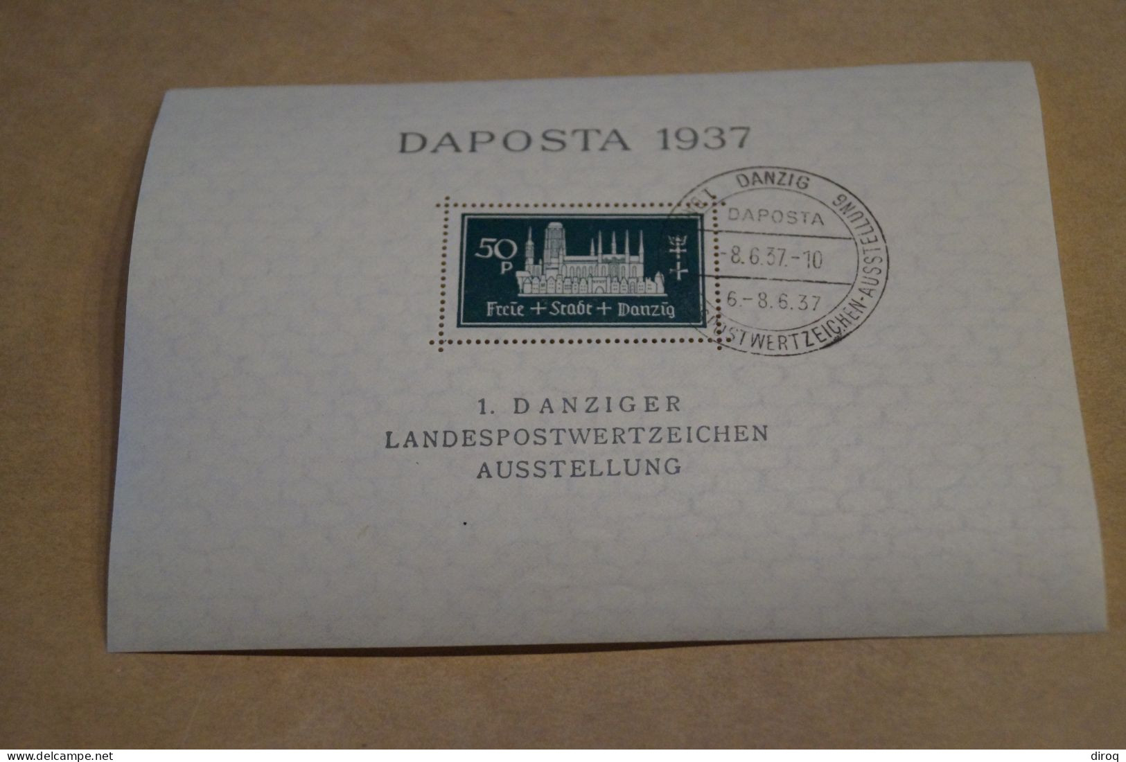 Daposta Danzig,Bloc 1 B,Allemagne 1937,superbe état Neuf Avec Gomme - Neufs