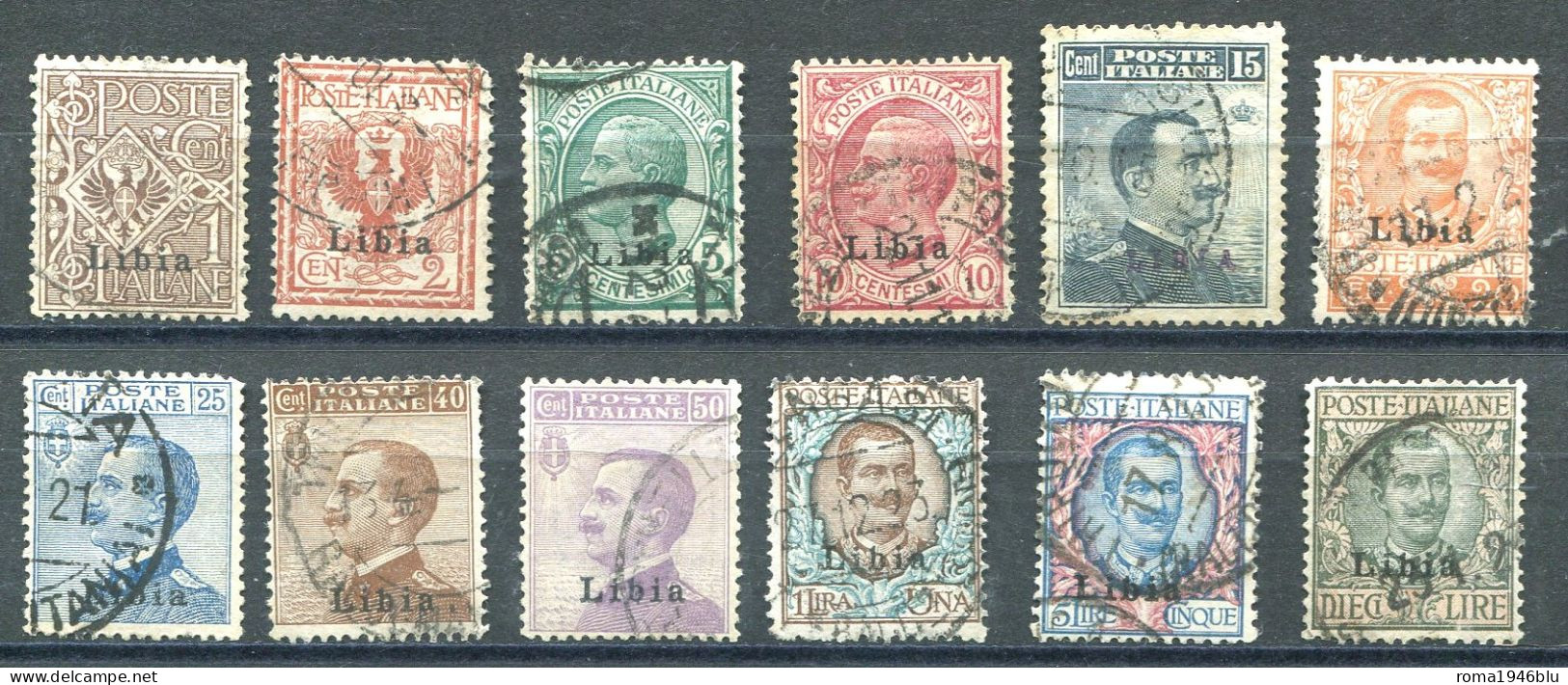 LIBIA 1912-15 FRANCOBOLLI SERIE CPL. 12 V. USATI - Libia