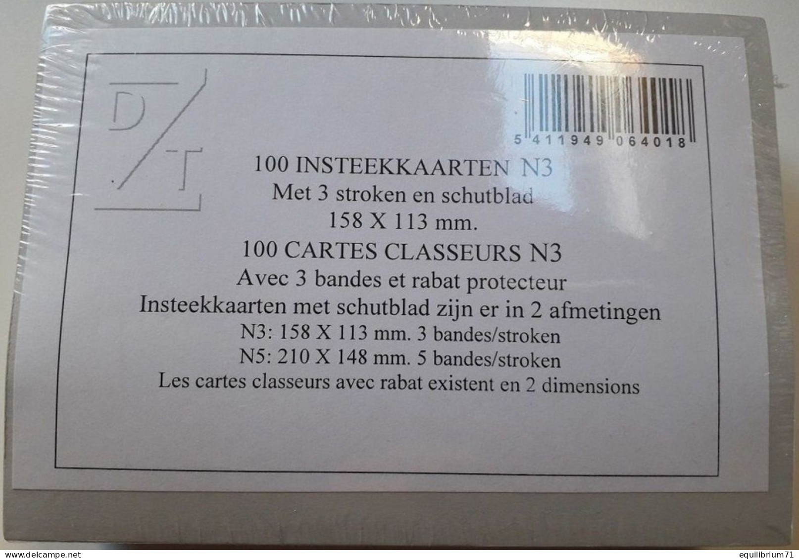 100 Cartes Classeurs / Insteekkaarten / Karten Einlegen / Insert Cards - DZT N3 - Stock Sheets