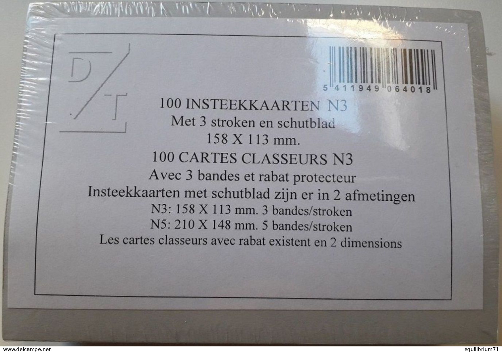 100 Cartes Classeurs / Insteekkaarten / Karten Einlegen / Insert Cards - DZT N3 - Tarjetas De Almacenamiento