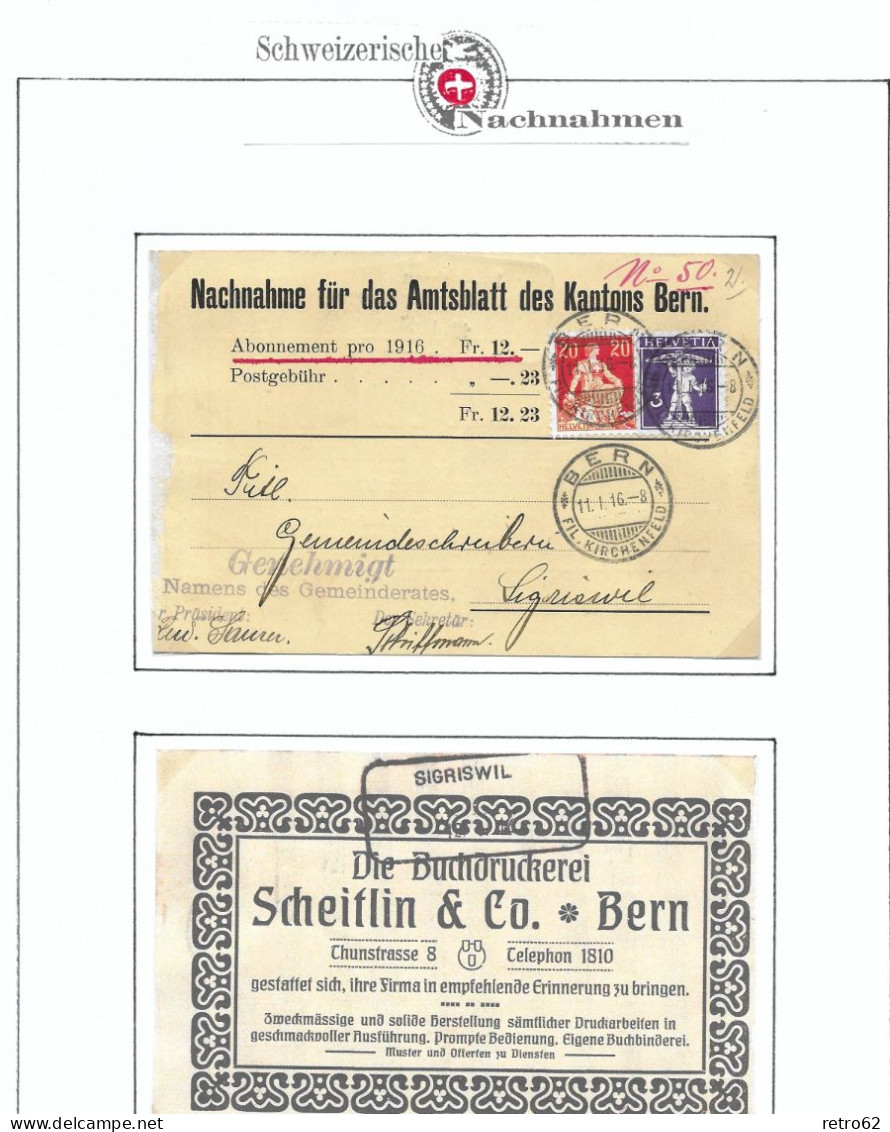 1862 - 1938 SCHWEIZERISCHE NACHNAHMEN ► Austellungswürdige Sammlung Schw.Nachnahmen   ►selten so angeboten◄