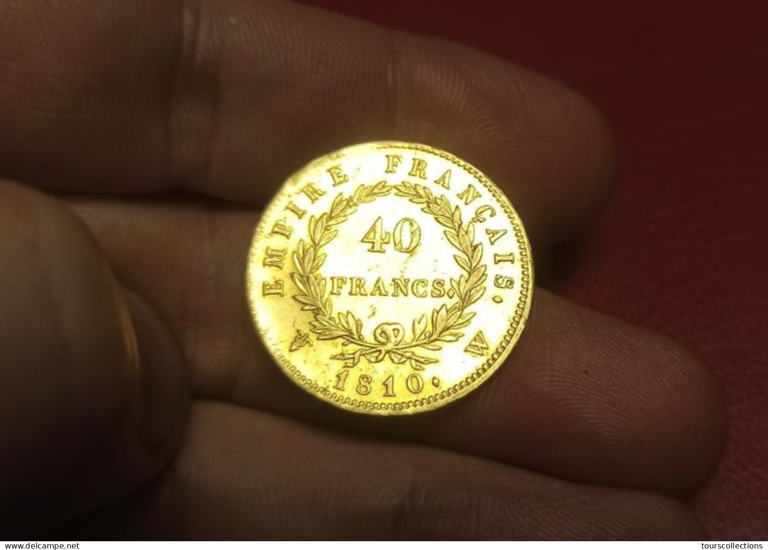 FRANCE @ EMPEREUR NAPOLEON PREMIER 1er De 40 FRANCS OR 1810 W LILLE Poids 12,90 Gr. à 90 % Diamètre 26 Mm @ KM# 696 - 40 Francs (goud)