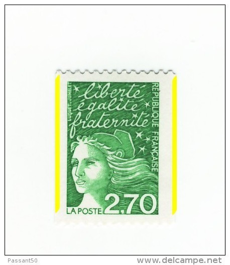 Luquet 2fr70 Vert De Roulette YT 3100j Avec Deux Demi-bandes. Superbe, Voir Le Scan. Cote YT : 4 €. - Unused Stamps