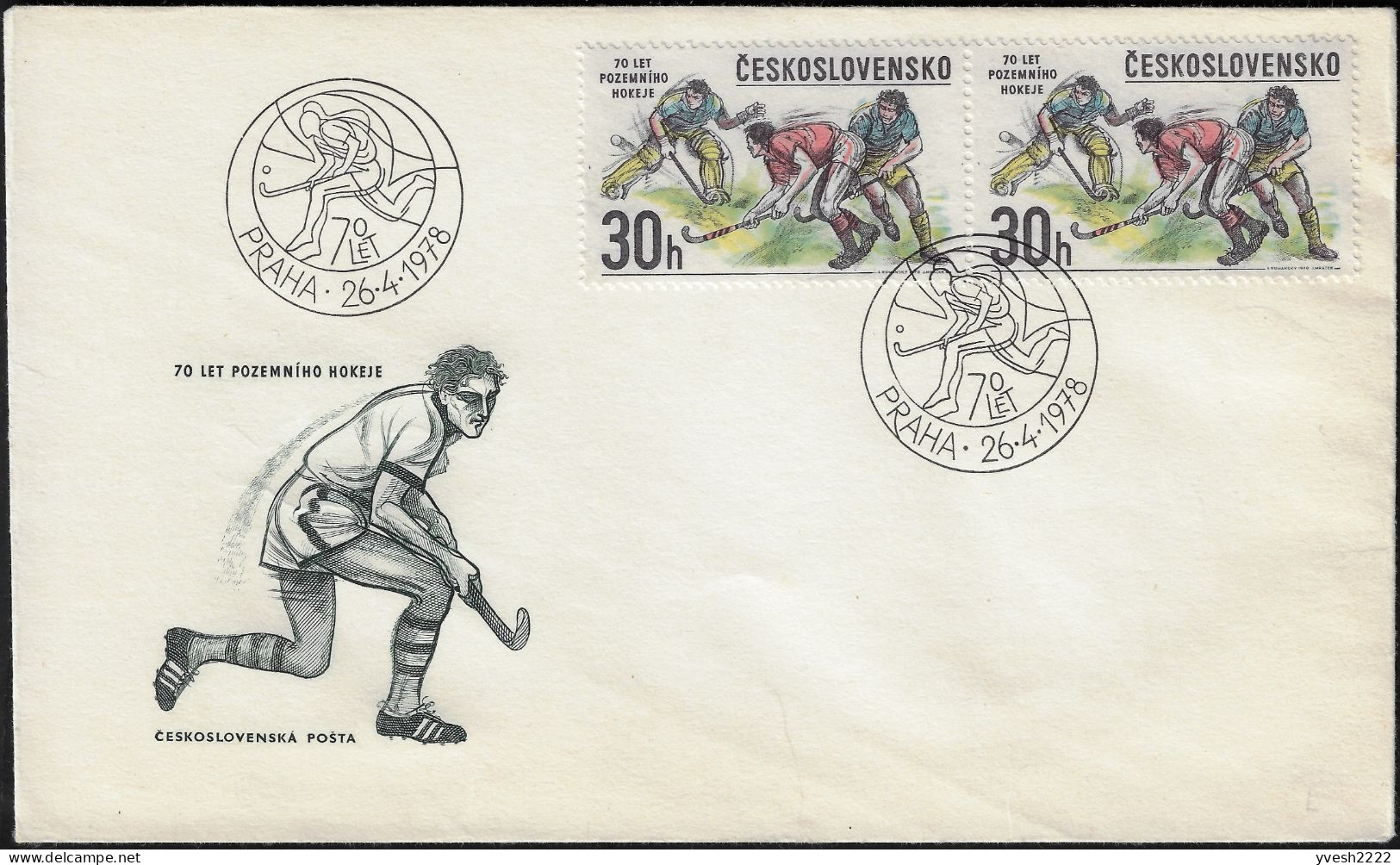 Tchécoslovaquie 1978 Y&T 2266 Sur FDC. 70 Ans De Hockey Sur Gazon En Tchécoslovaquie - Hockey (Veld)