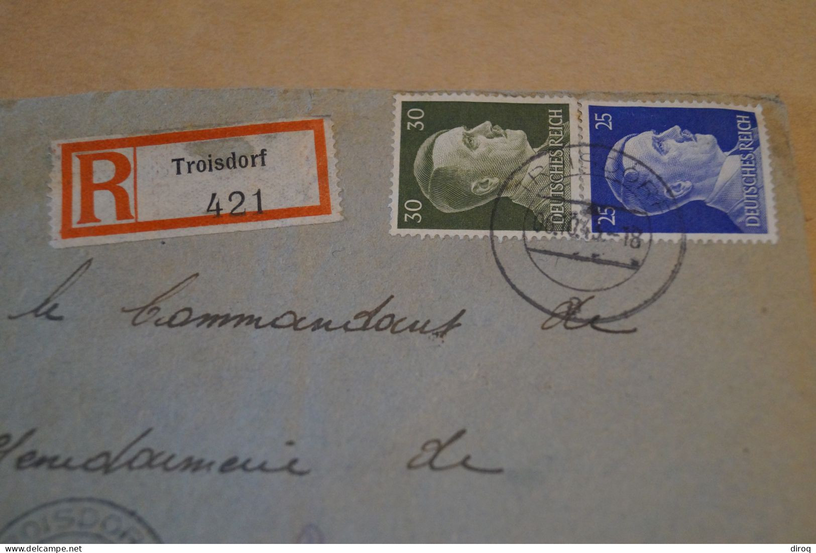 Guerre 40-45,recommandé,1943,Troisdorf,courrier Avec Belle Oblitération Militaire ,pour Collection - Guerra '40-'45 (Storia Postale)