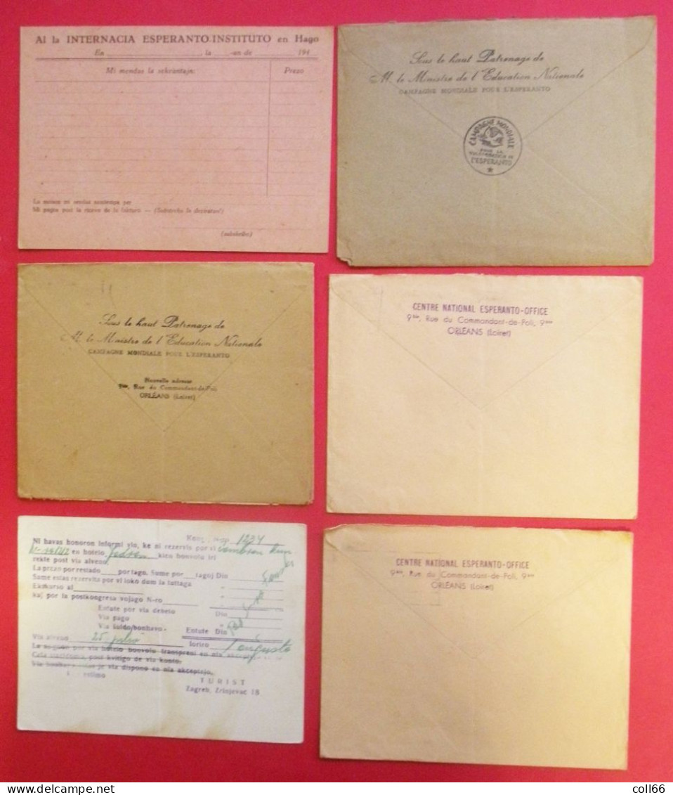 Esperanto  Lot De 13 Cartes Postales Et Enveloppes Vignettes Et Cachets Espérantistes éditeur Divers Dos Scanné - Esperanto