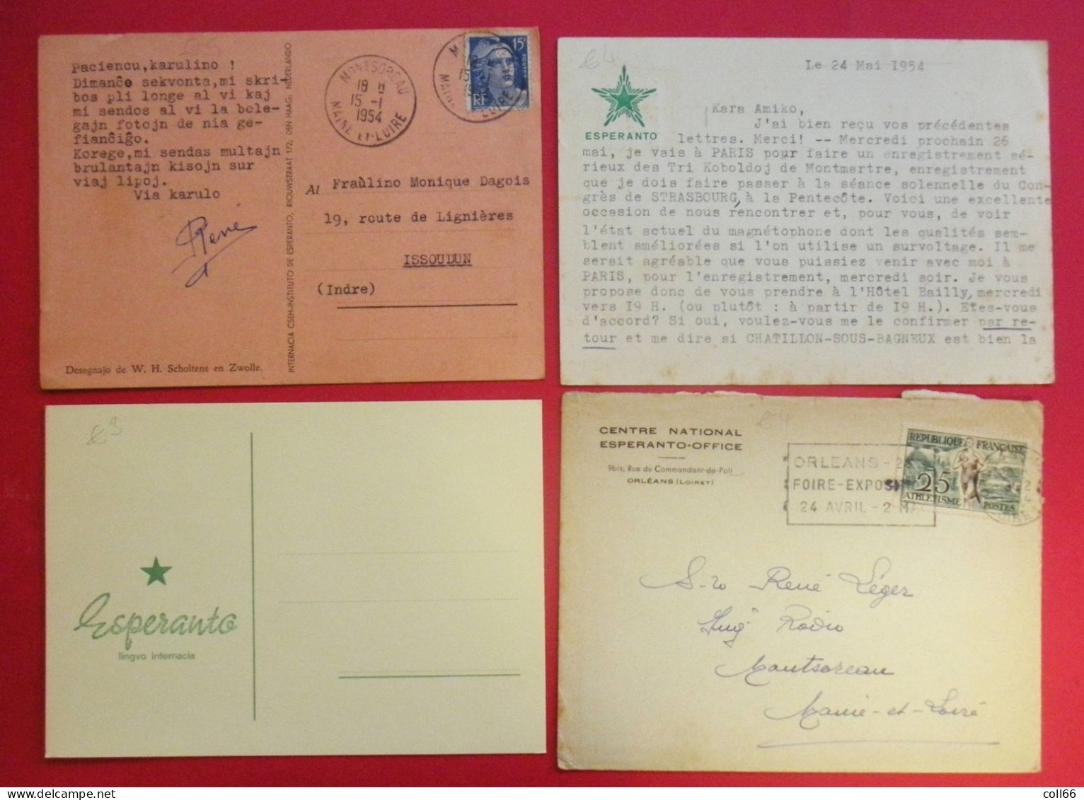 Esperanto  Lot De 13 Cartes Postales Et Enveloppes Vignettes Et Cachets Espérantistes éditeur Divers Dos Scanné - Esperanto
