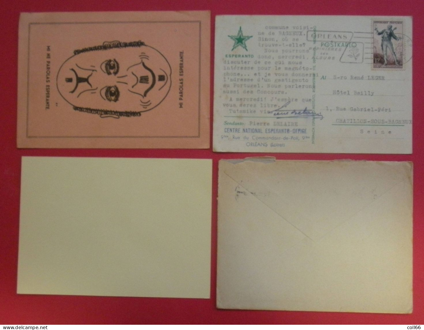 Esperanto  Lot De 13 Cartes Postales Et Enveloppes Vignettes Et Cachets Espérantistes éditeur Divers Dos Scanné - Esperanto