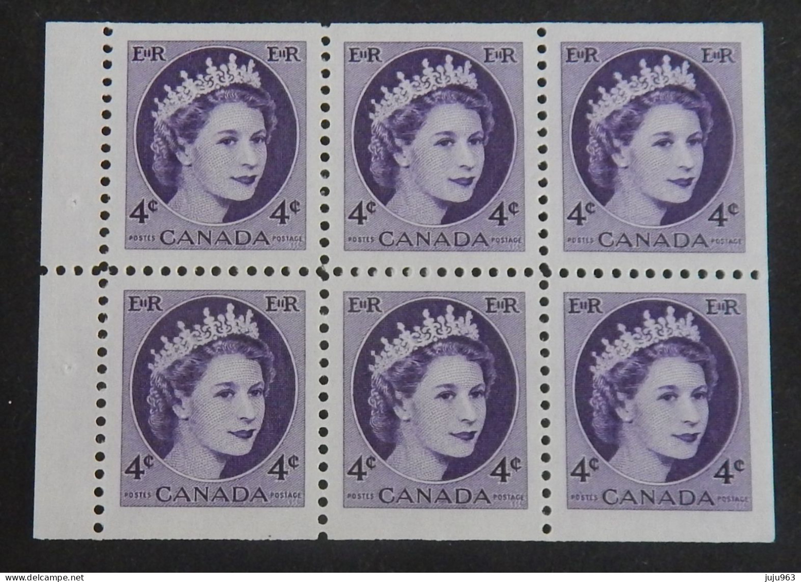 CANADA BLOC DE 6 X YT 270 NEUF**MNH" ELISABETH II" ANNÉE 1954 - Ongebruikt