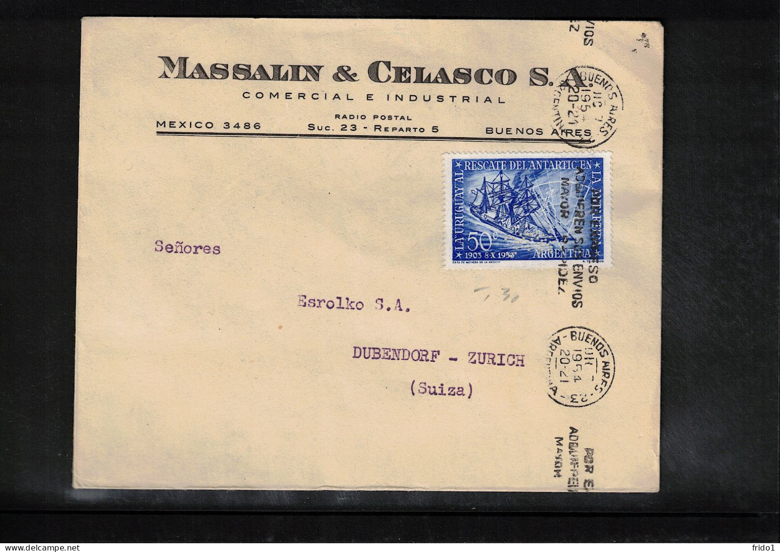 Argentina 1954 Interesting Letter With Argentina Antarctic Territory Stamps - Storia Postale
