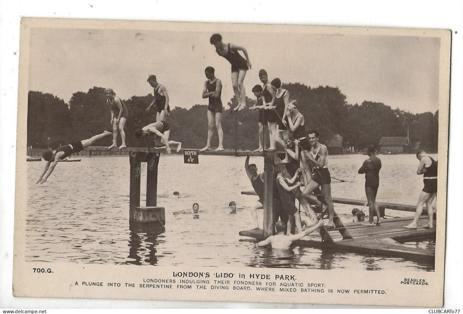 London (Royaume-Uni, London) : Swimming Lake In Hyde Park In 1910 (lively) PF. - Hyde Park