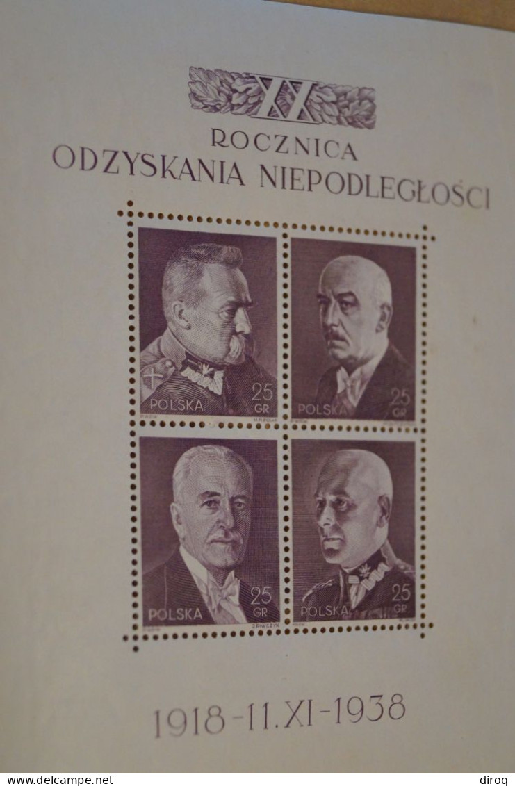 Superbe Bloc De Rocznica 1918-1938, BF7,superbe état Strictement Neuf Pour Collection,voir Photos - Feldpost 2e Guerre Mondiale