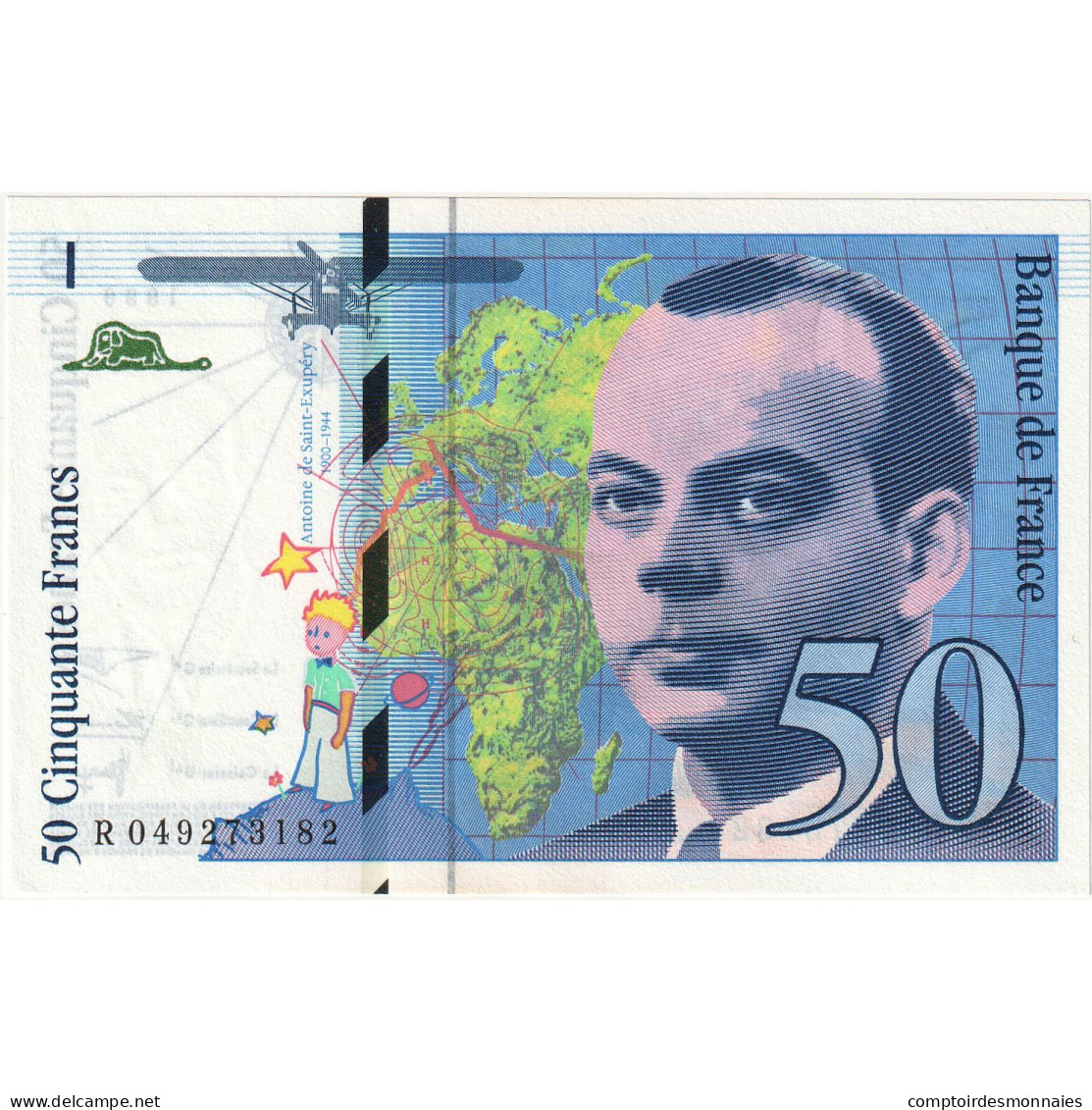 France, 50 Francs, St Exupéry, 1999, R049273182, NEUF, Fayette:73.5, KM:157Ad - 50 F 1992-1999 ''St Exupéry''