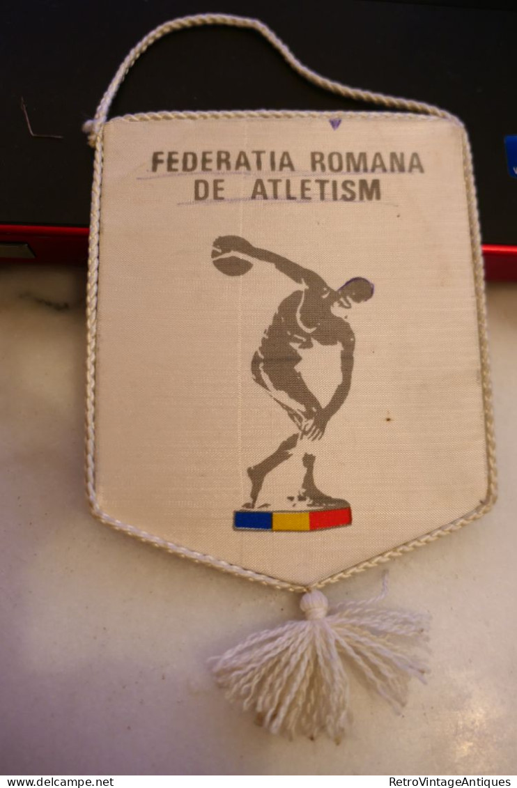 FEDERATIA ROMANA DE ATLETISM 1912-1992 80 DE ANI Fanion Sportiv Steag Sport Flag Pennant USA - Athlétisme