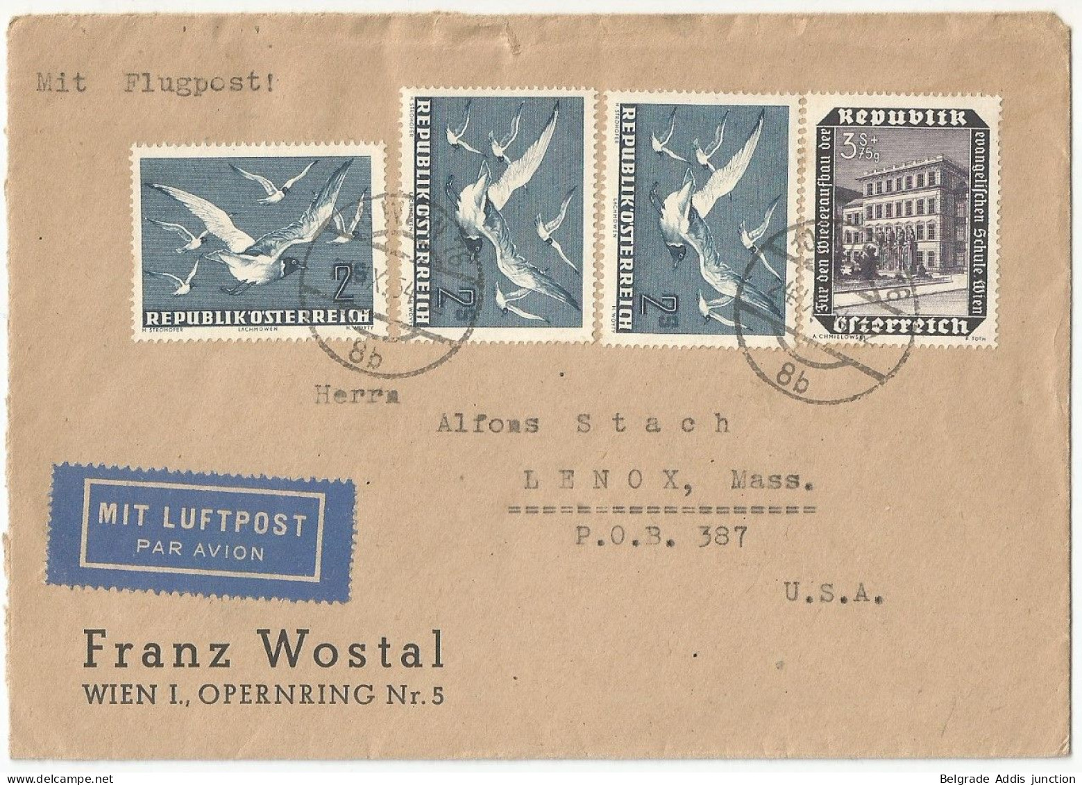 Österreich Austria ANK 969 (x3) + 1002 Used On Airmail Cover 1954 - Brieven En Documenten