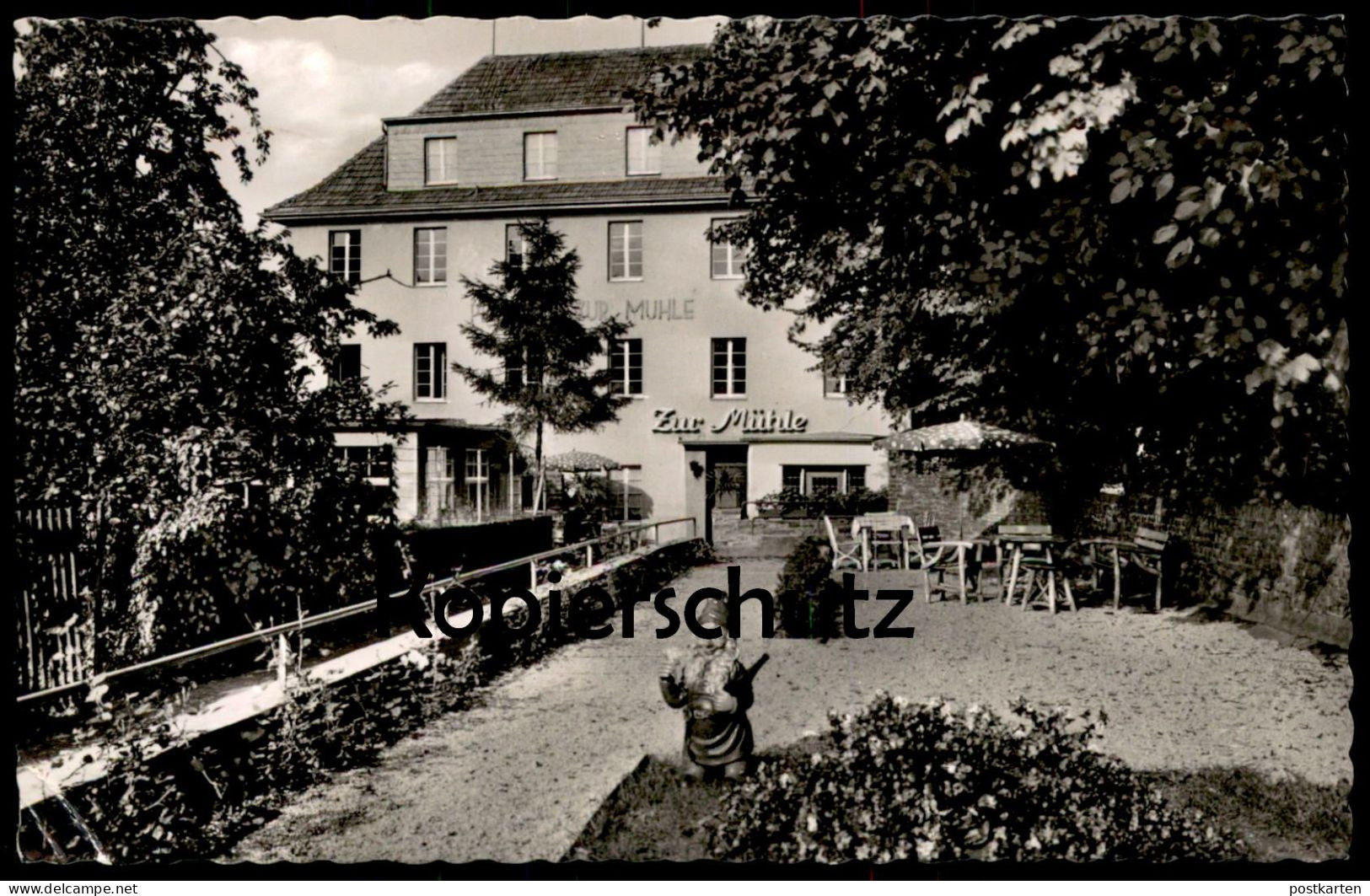 ÄLTERE POSTKARTE BAD NIEDERBREISIG HOTEL PENSION ZUR MÜHLE GARTENZWERG ZWERG BREISIG Garden Gnome Ansichtskarte Postcard - Bad Breisig