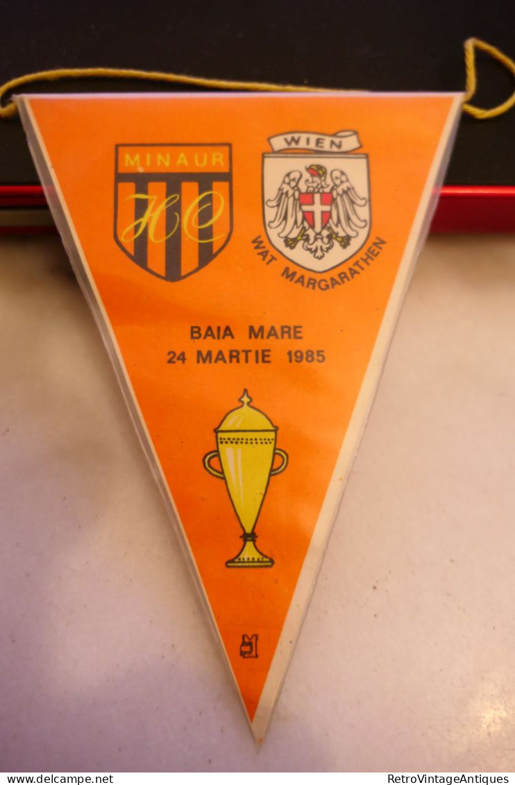 SEMIFINALA CUPA I.H.F. 1984-1985 HANDBAL BAIA MARE 24 MARTIE WAT MARGARATHEN WIEN Fanion Sportiv Steag Sport Flag - Handball