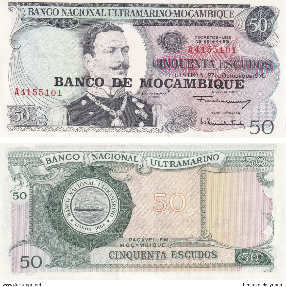 Mozambique, 50 Escudos (1970) UNC - Mozambico