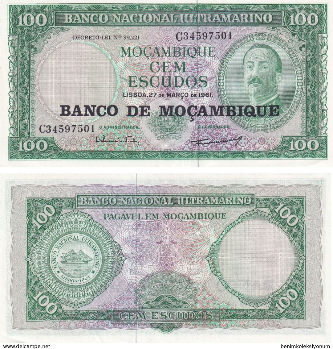 Mozambique, 100 Escudos (1961) UNC - Moçambique