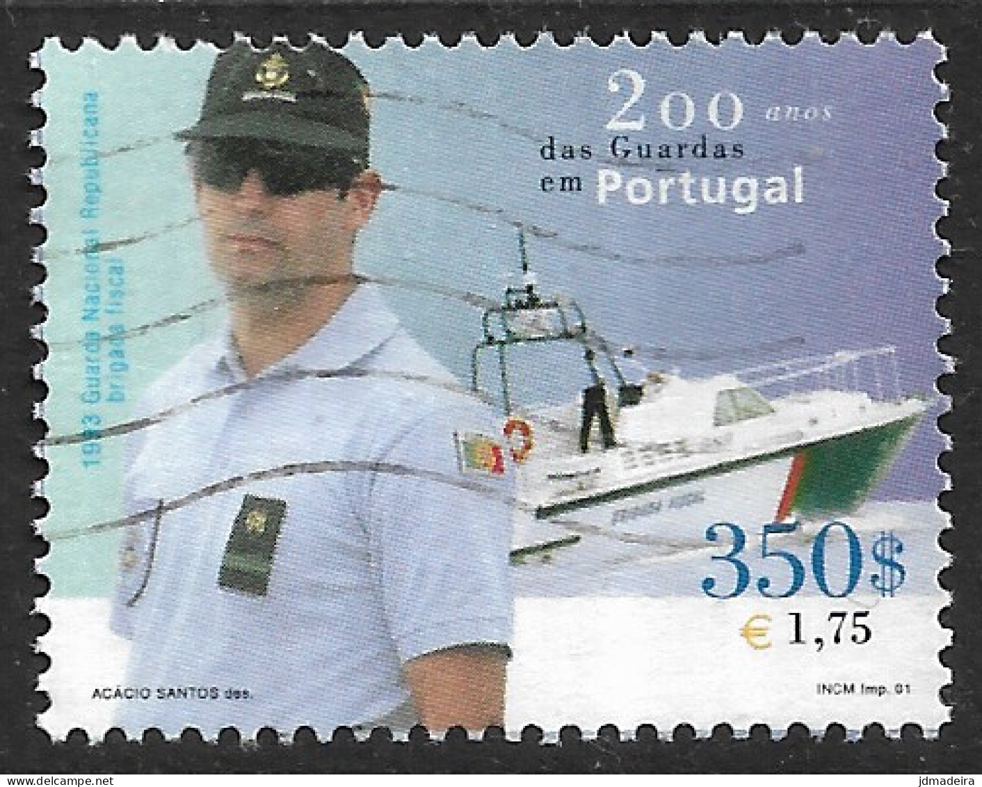 Portugal – 2001 Guards In Portugal 350$ Used Stamp - Oblitérés