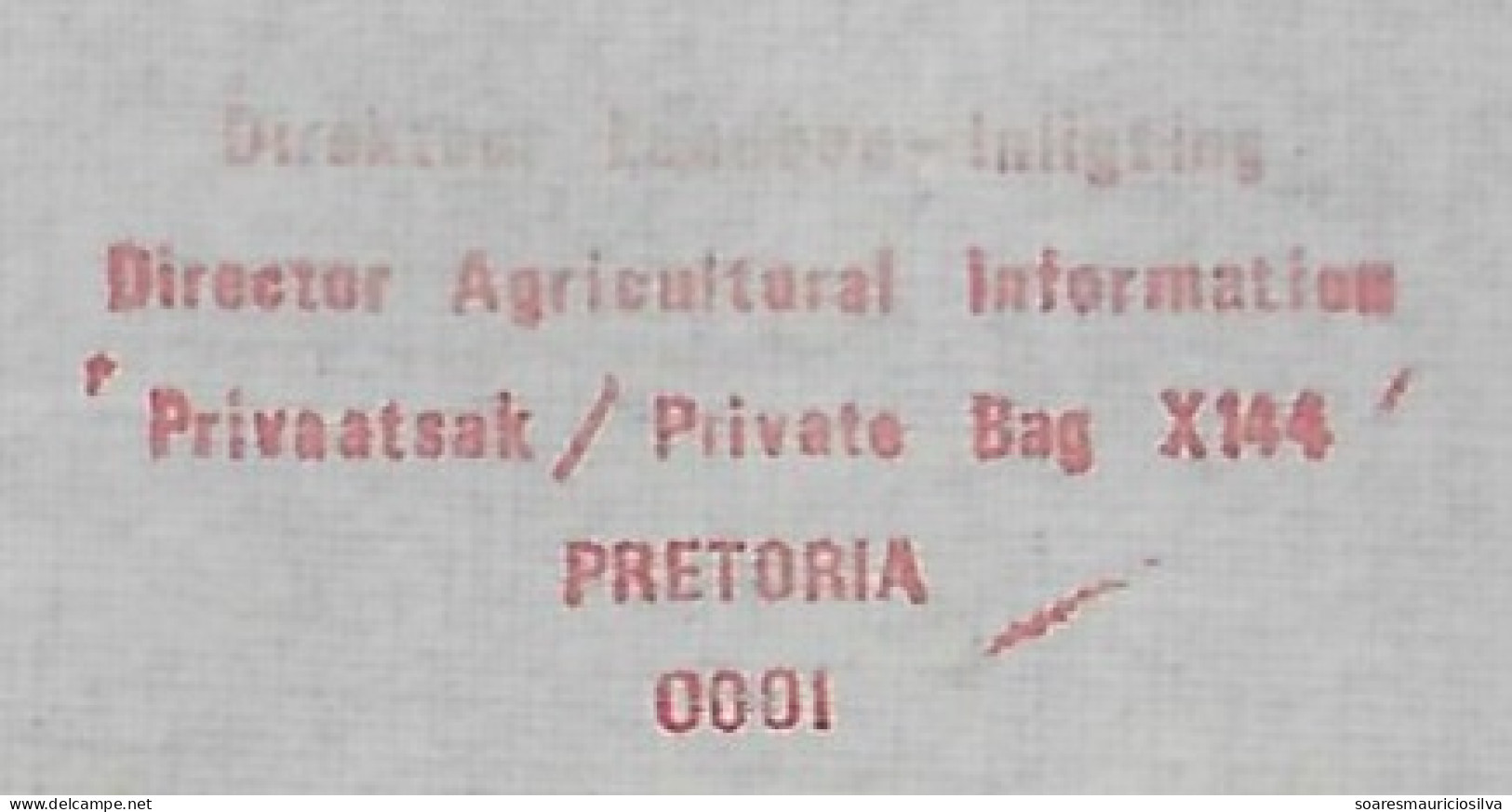 South Africa 1991 Cover Fragment Meter Stamp Pitney Bowes GB 5000 Slogan Director Of Agricultural Information Pretoria - Covers & Documents