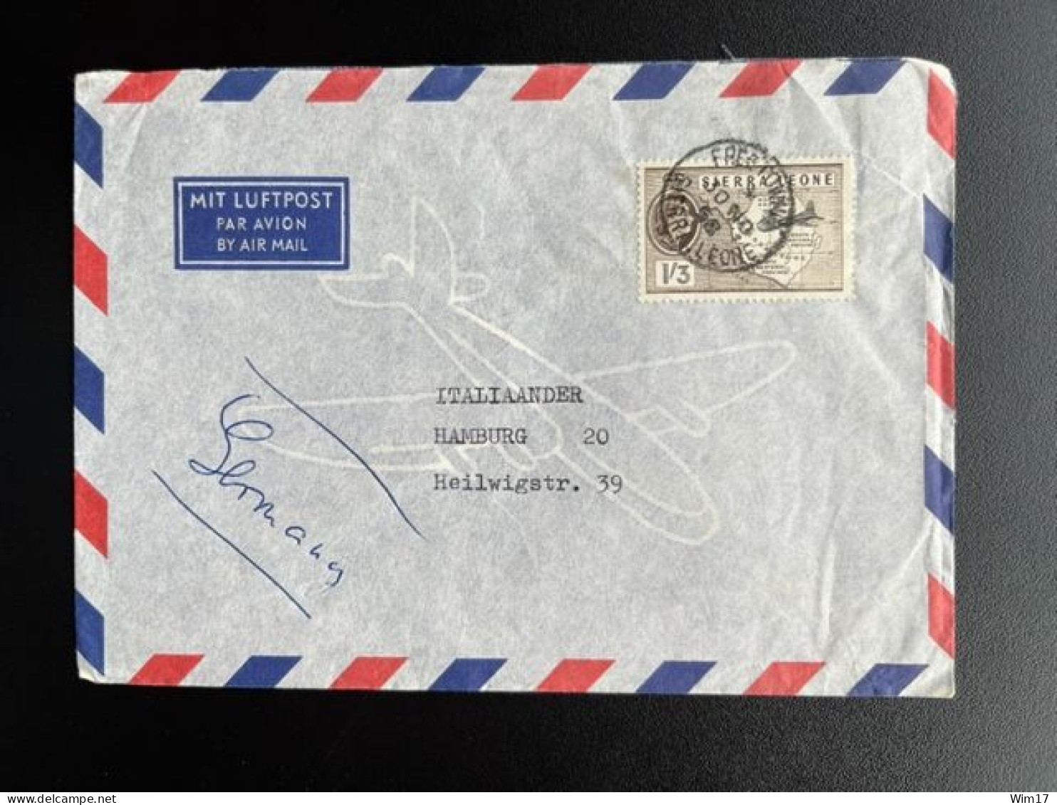 SIERRA LEONE 1958 AIR MAIL LETTER FREETOWN TO HAMBURG 30-11-1958 - Sierra Leona (...-1960)