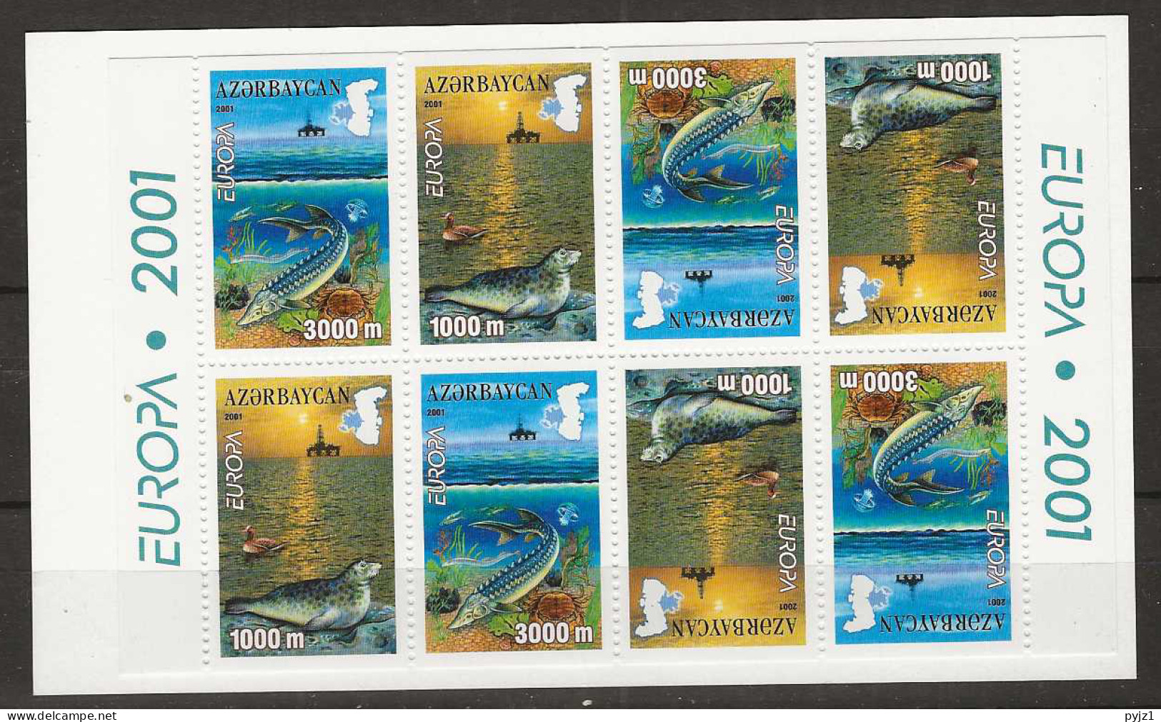 2001 MNH Aserbaidschan Booklet Double Contents, Postfris** - 2001